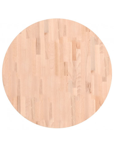 Piano per Tavolo Ø80x2,5 cm Rotondo in Legno Massello di Faggio