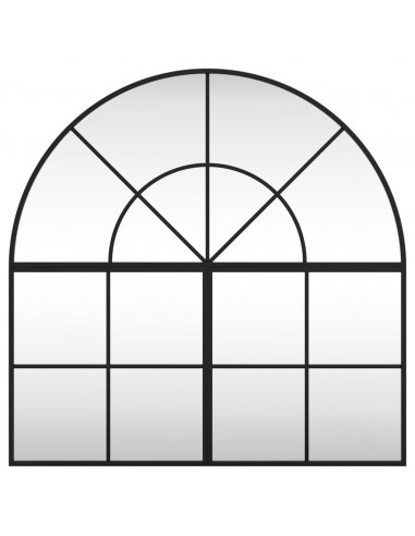 Specchio da Parete Nero 80x80 cm Arco in Ferro