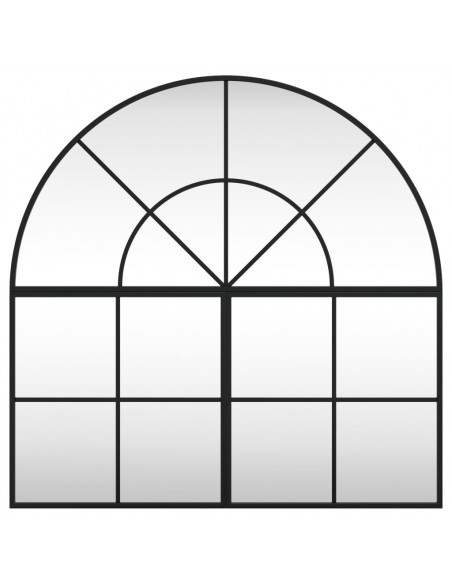 Specchio da Parete Nero 80x80 cm Arco in Ferro