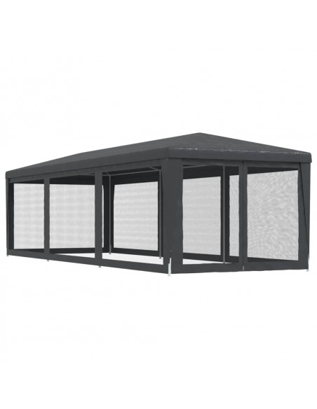 Tenda per Feste con 8 Pareti in Rete Antracite 3x9 m in HDPE