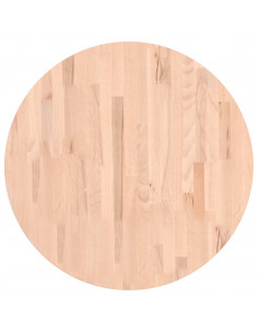 Piano per Tavolo Ø70x4 cm Rotondo in Legno Massello di Faggio 2