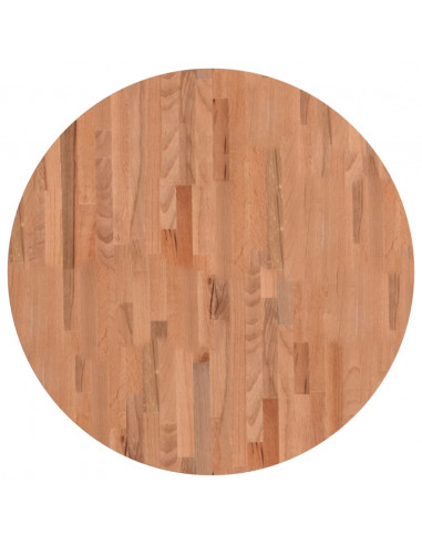 Piano per Tavolo Ø80x2,5 cm Rotondo in Legno Massello di Faggio