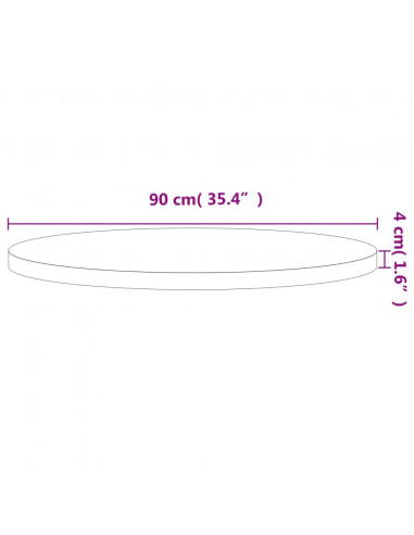 Piano per Tavolo Ø90x4 cm Rotondo in Legno Massello di Faggio