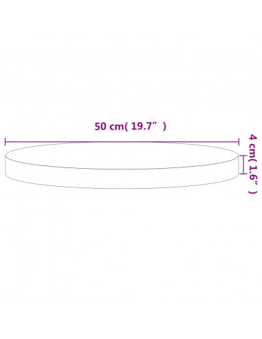 Piano per Tavolo Ø50x4 cm Rotondo in Legno Massello di Faggio