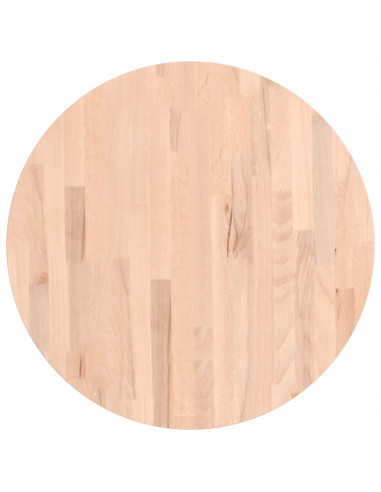 Piano per Tavolo Ø60x4 cm Rotondo in Legno Massello di Faggio