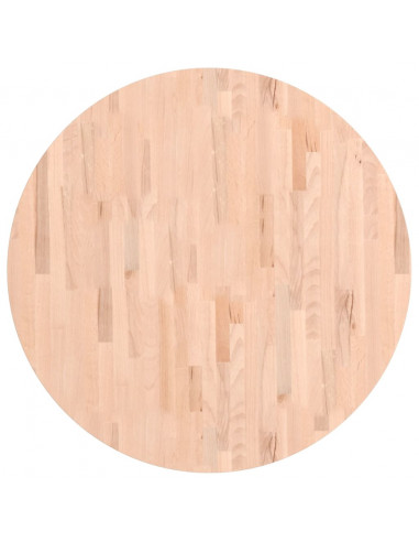 Piano per Tavolo Ø90x2,5 cm Rotondo in Legno Massello di Faggio