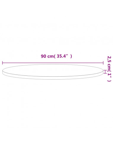 Piano per Tavolo Ø90x2,5 cm Rotondo in Legno Massello di Faggio