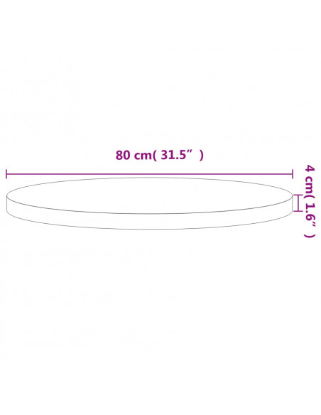 Piano per Tavolo Ø80x4 cm Rotondo in Legno Massello di Faggio