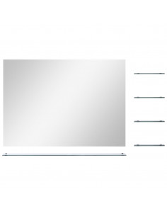 Specchio da Parete con 5 Mensole Argento 80x60 cm 2