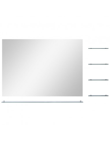 Specchio da Parete con 5 Mensole Argento 80x60 cm