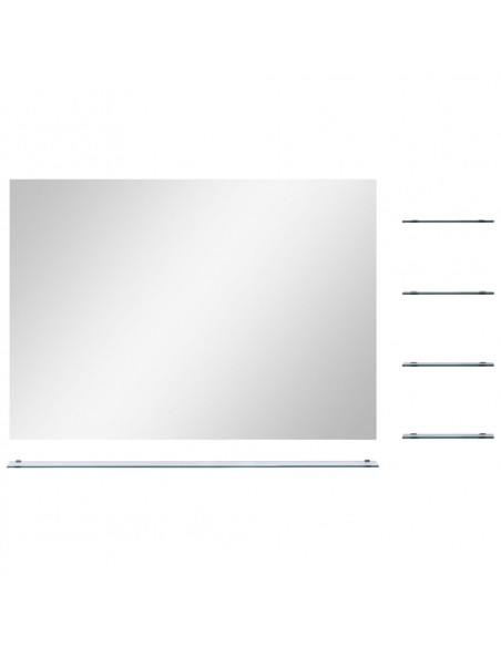 Specchio da Parete con 5 Mensole Argento 80x60 cm