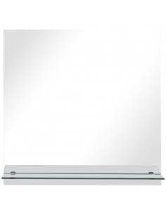 Specchio da Parete con Mensola 30x30 cm in Vetro Temperato 2