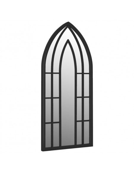 Specchio da Giardino Nero 100x45 cm in Ferro per Uso Esterno