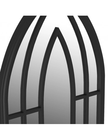 Specchio da Giardino Nero 100x45 cm in Ferro per Uso Esterno