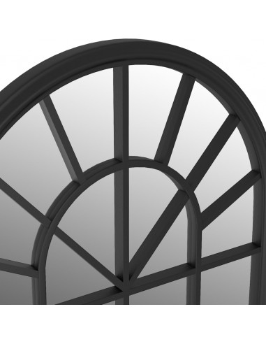 Specchio da Giardino Nero 90x45 cm in Ferro per Uso Esterno