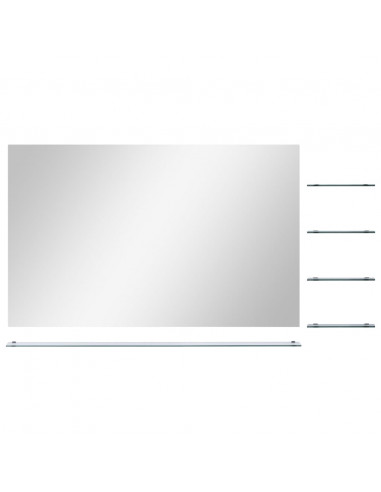 Specchio da Parete con 5 Mensole Argento 100x60 cm