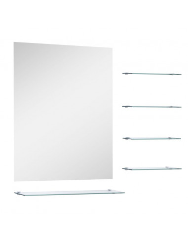 Specchio da Parete con 5 Mensole Argento 50x60 cm