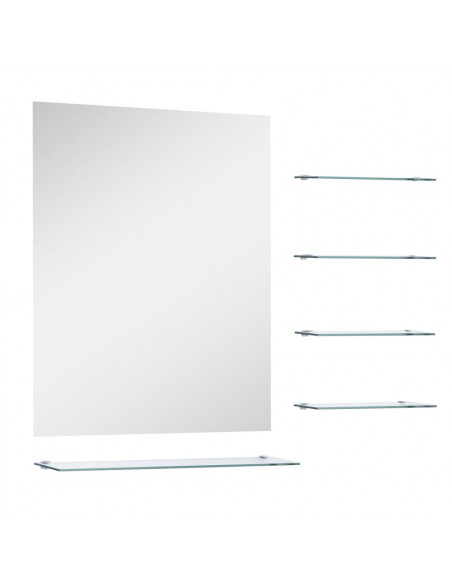 Specchio da Parete con 5 Mensole Argento 50x60 cm