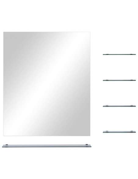 Specchio da Parete con 5 Mensole Argento 50x60 cm