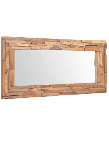 Specchio Decorativo in Legno di Teak 120x60 cm Rettangolare