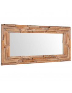 Specchio Decorativo in Legno di Teak 120x60 cm Rettangolare 2