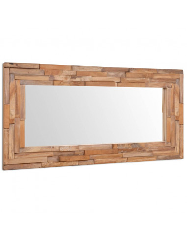 Specchio Decorativo in Legno di Teak 120x60 cm Rettangolare