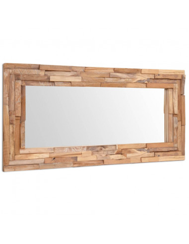 Specchio Decorativo in Legno di Teak 120x60 cm Rettangolare