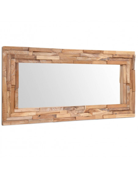 Specchio Decorativo in Legno di Teak 120x60 cm Rettangolare