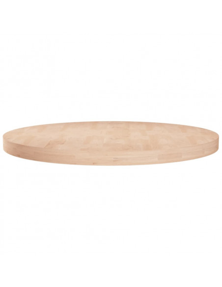 Piano Tavolo Rotondo Ø70x4 cm Massello di Rovere Non Trattato