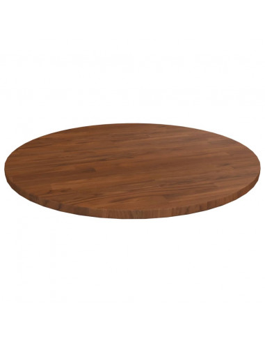 Piano Tavolo Rotondo Marrone Scuro Ø50x1,5 cm Rovere Trattato