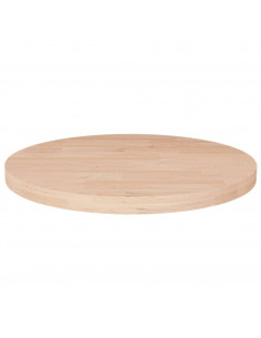 Piano Tavolo Rotondo Ø50x2,5 cm Massello di Rovere Non Trattato 2