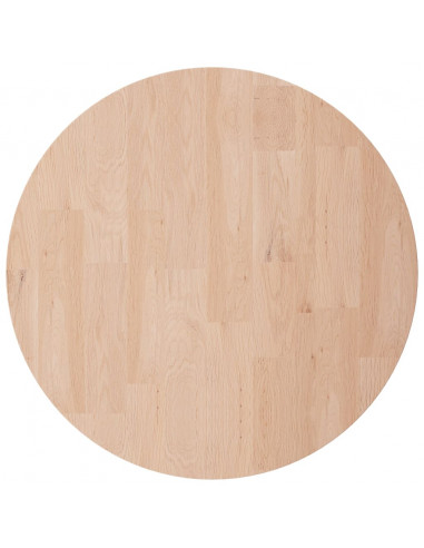 Piano Tavolo Rotondo Ø50x2,5 cm Massello di Rovere Non Trattato