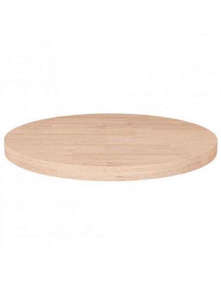 Piano Tavolo Rotondo Ø40x2,5 cm Massello di Rovere Non Trattato