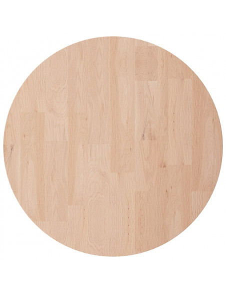 Piano Tavolo Rotondo Ø40x2,5 cm Massello di Rovere Non Trattato