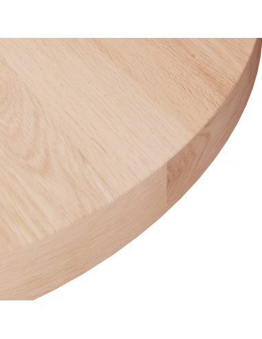 Piano Tavolo Rotondo Ø40x2,5 cm Massello di Rovere Non Trattato