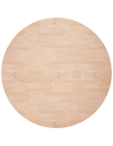 Piano Tavolo Rotondo Ø80x2,5 cm Massello di Rovere Non Trattato