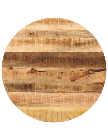 Piano per Tavolo Ø 80x3,8cm Rotondo Legno Massello Grezzo Mango