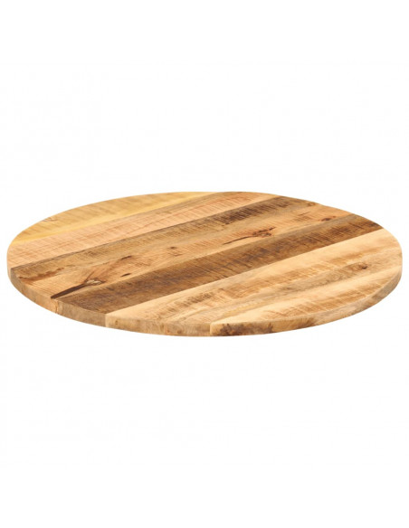 Piano per Tavolo Ø 80x3,8cm Rotondo Legno Massello Grezzo Mango