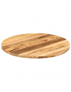 Piano per Tavolo Ø 90x3,8cm Rotondo Legno Massello Grezzo Mango 2