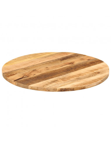 Piano per Tavolo Ø 90x3,8cm Rotondo Legno Massello Grezzo Mango