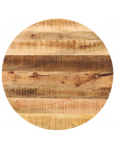 Piano per Tavolo Ø 90x2,5cm Rotondo Legno Massello Grezzo Mango 2