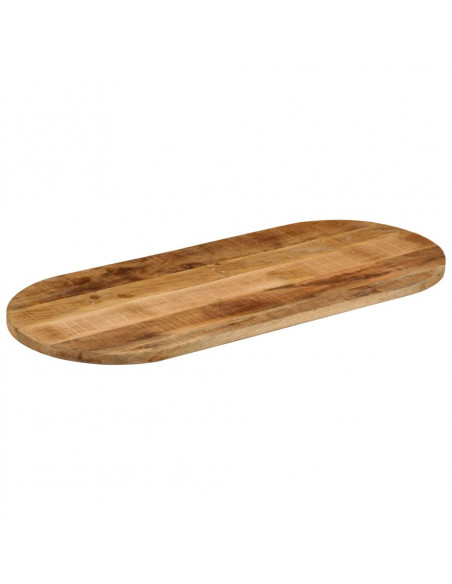 Piano Tavolo 100x40x3,8 cm Ovale Legno Massello Grezzo di Mango