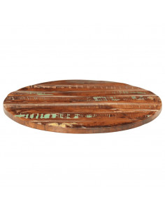 Piano per Tavolo Ø 70x1,5 cm Rotondo Legno Massello di Recupero 2