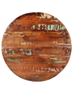 Piano per Tavolo Ø 80x1,5 cm Rotondo Legno Massello di Recupero 2