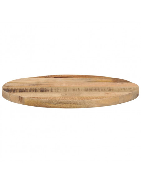 Piano per Tavolo Ø 40x1,5cm Rotondo Legno Massello Grezzo Mango