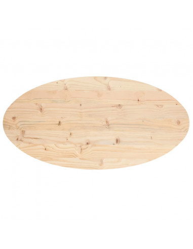Piano Tavolo 110x55x2,5 cm in Legno Massello di Pino Ovale