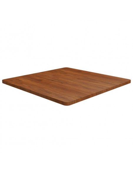 Piano Tavolo Quadrato Marrone Scuro 80x80x2,5cm Rovere Trattato