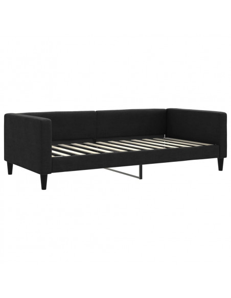 Letto da Giorno Nero 100x200 cm in Tessuto