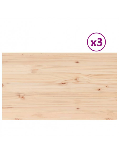Piani Tavolo 3 pz 80x47x2,5 cm Rettangolare Legno Massello Pino