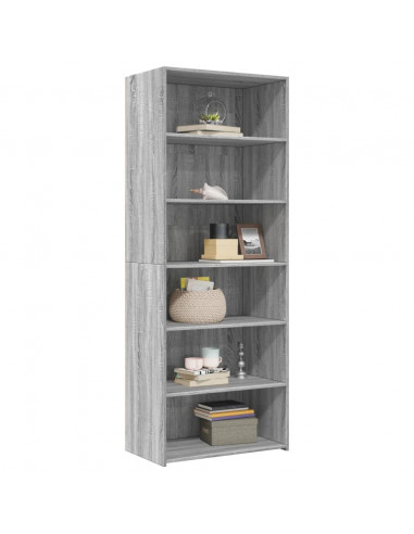 Credenza Grigio Sonoma 70x41x185 cm in Legno Multistrato